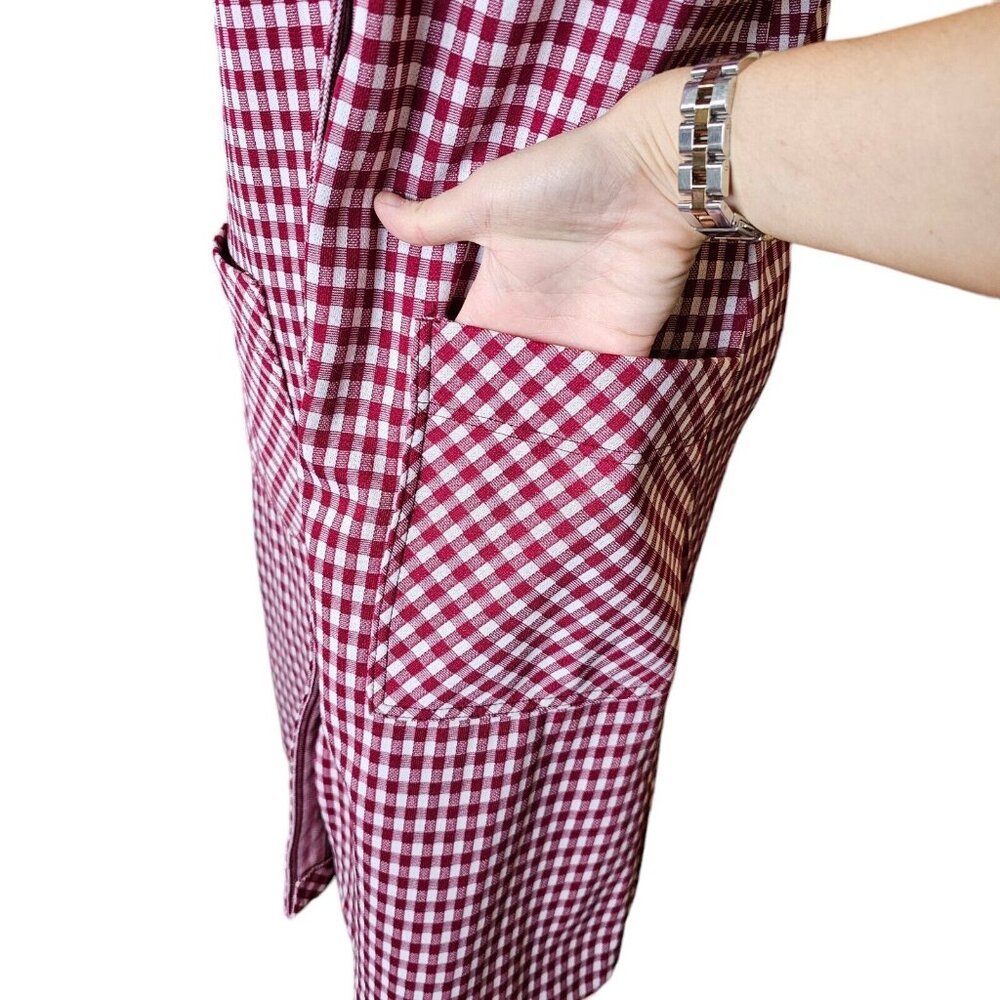 Vintage 70s Womens Shirt Dress Size 10 Gingham Plaid Button Down Casual‎ Red - Picture 5 of 10